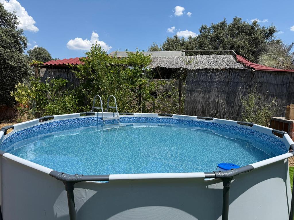 a large plunge pool in a yard with at Relajante Casa Atalaya in Cardiel de los Montes