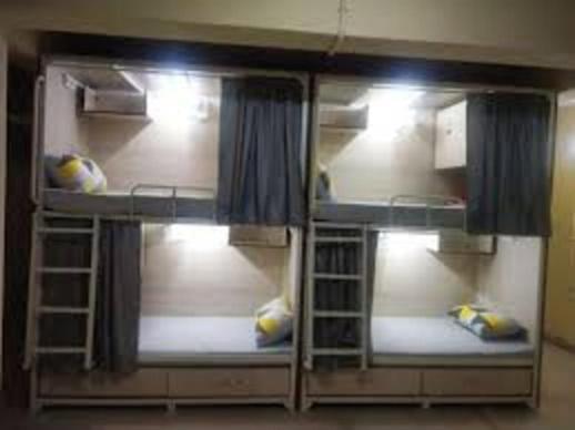 three bunk beds in a dorm room with at abuzz oc shimla in Shimla