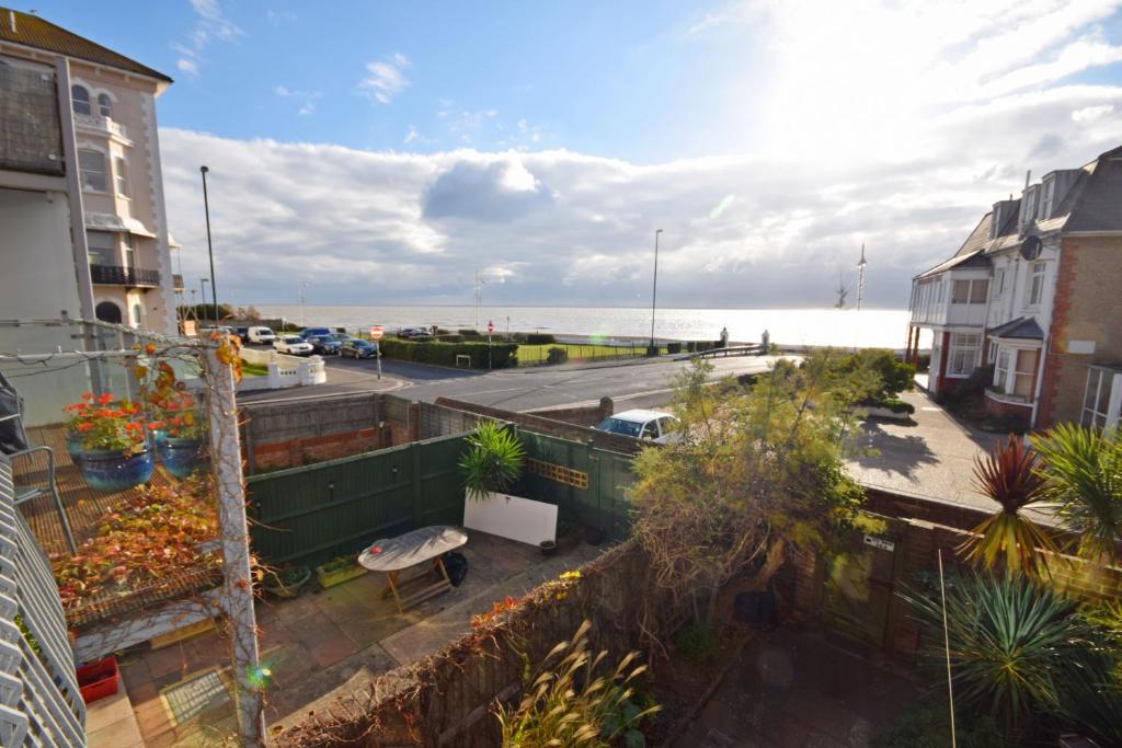 an aerial view of a parking lot and the ocean at 2 Seafield Terrace, Bognor Regis in Bognor Regis