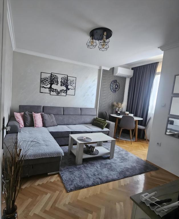 a living room with a couch and a table at Stan na dan Bijeljina centar in Bijeljina