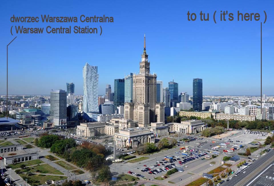 an aerial view of a large city with buildings at 2 metro lines Warsaw Center in Warsaw