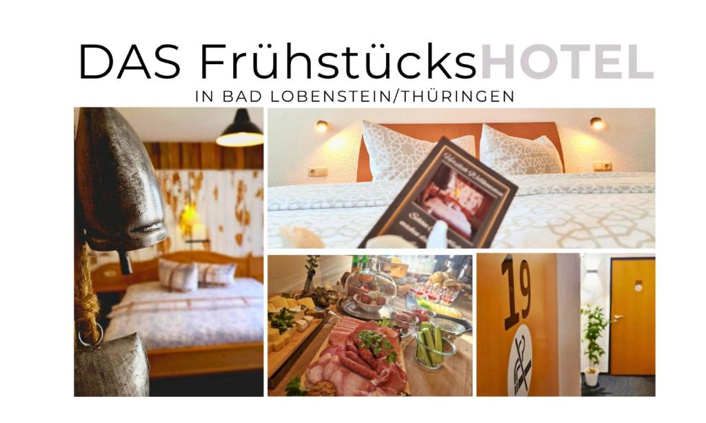 a collage of photos of a hotel room at Hotel am Markt in Bad Lobenstein