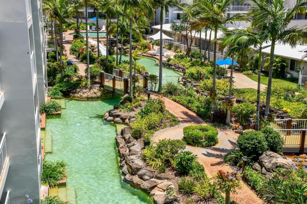 an aerial view of a water park at a resort at Alex Beach Resort 3BR Apt 428 in Alexandra Headland