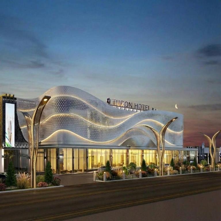 a rendering of a hotel with a building at Turon plaza hotel in Bukhara