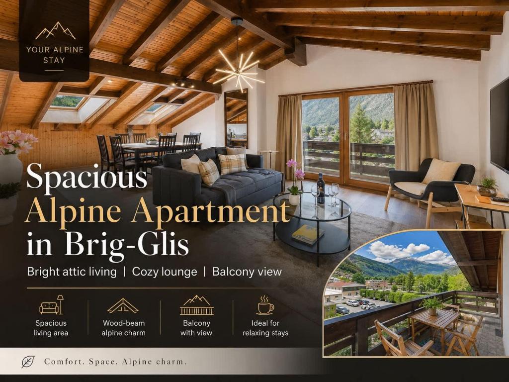an advertisement for a apartment in a living room at Spacious apartment in Brig-Glis in Gamsen