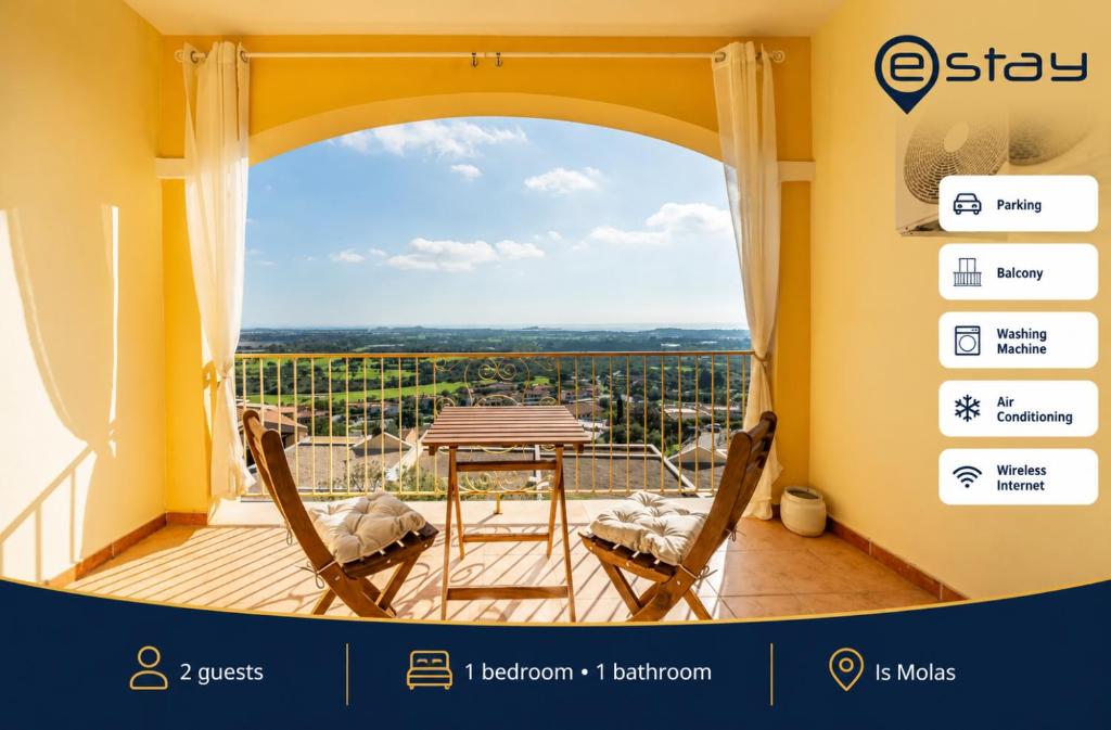 a view from the balcony of a house with a table and chairs at Estay - Ginestre 13 - Dreaming view in Is Molas 