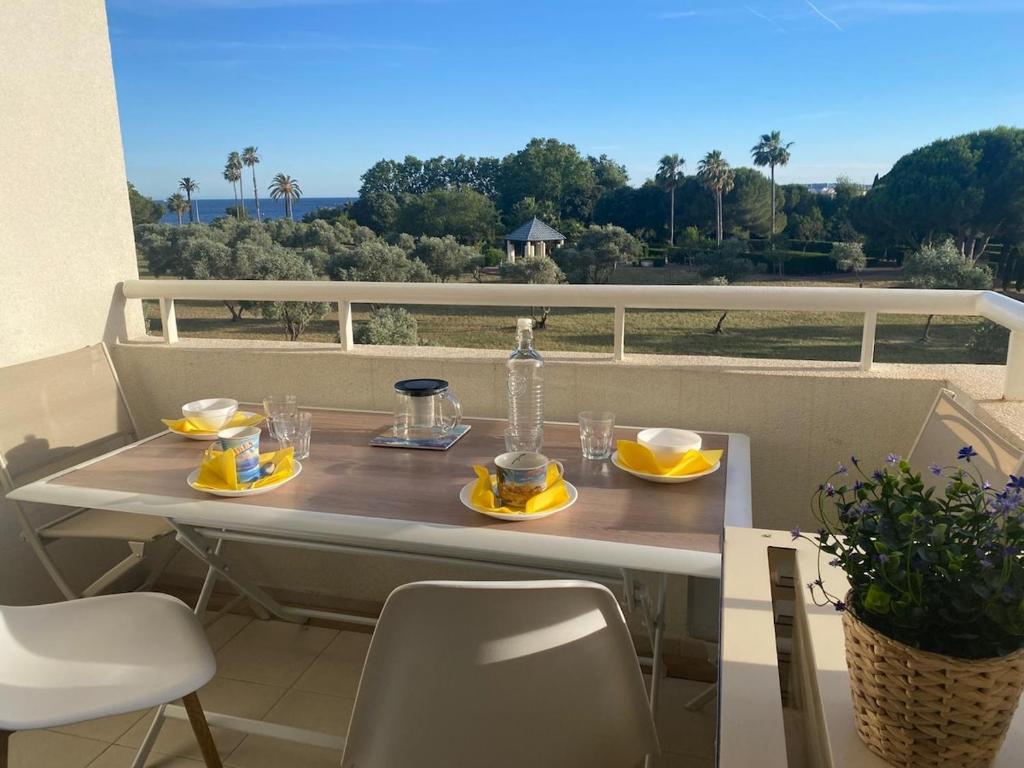 One-bedroom apartment with balcony, sea and park views, air conditioning, swimming pool and parking