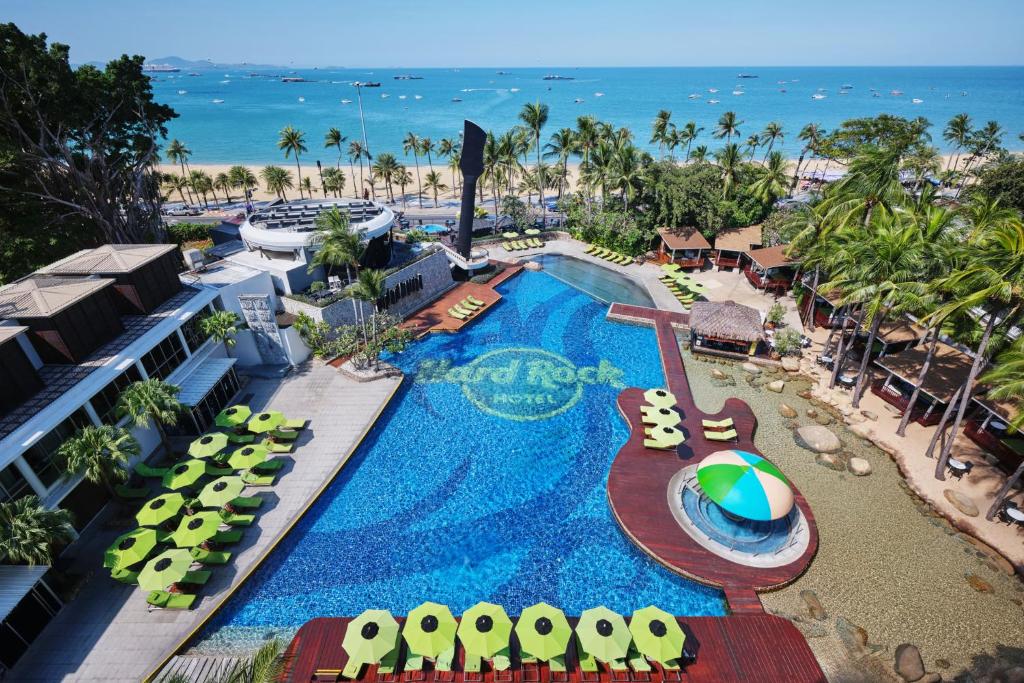 an aerial view of a pool at a resort at Hard Rock Hotel Pattaya in Pattaya