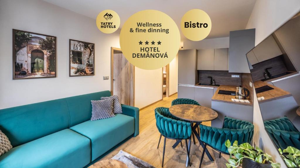 a living room with a couch and chairs and a table at G&T Square Apartments in Liptovský Mikuláš