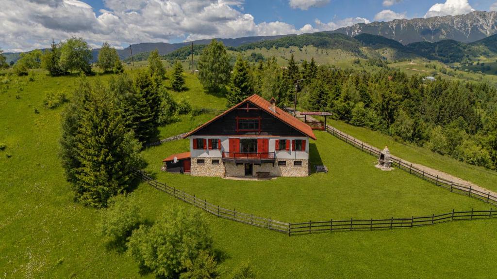 a house on a hill with a green field at Casa Koenigstein Private Hilltop Villa in Fundata