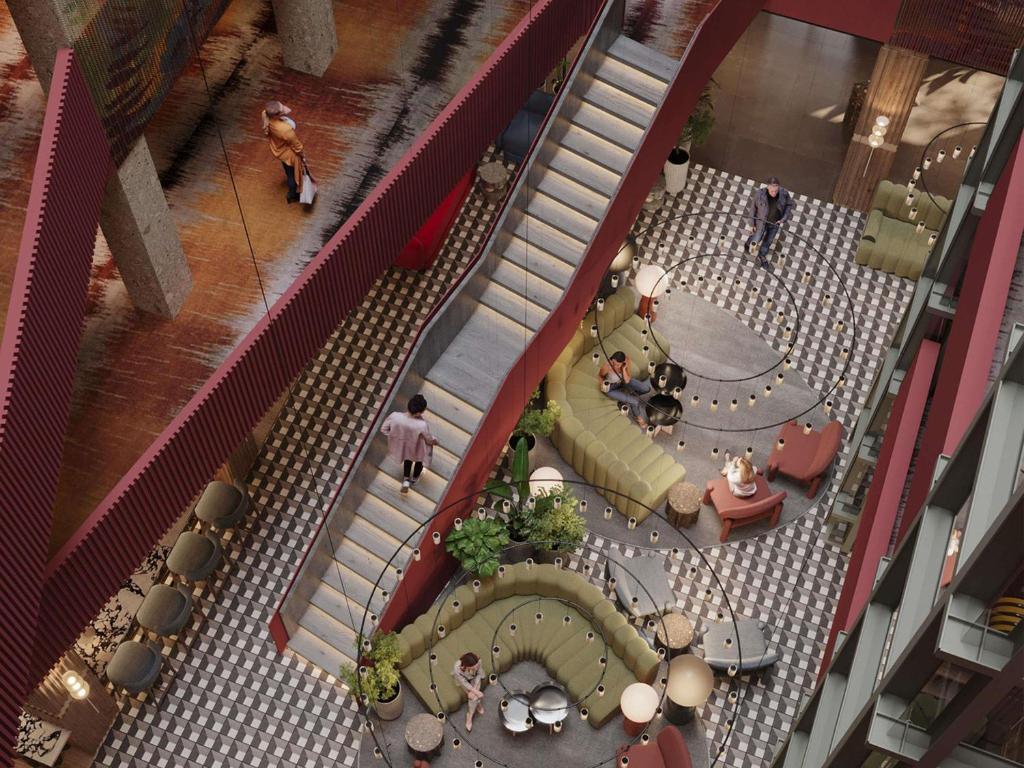 an overhead view of a restaurant with tables and chairs at Mövenpick Yerevan in Yerevan