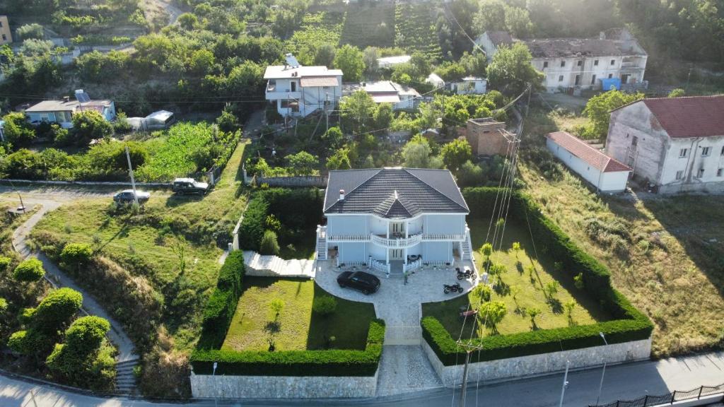 an aerial view of a house with a garden at Villa Manuel in Gramsh