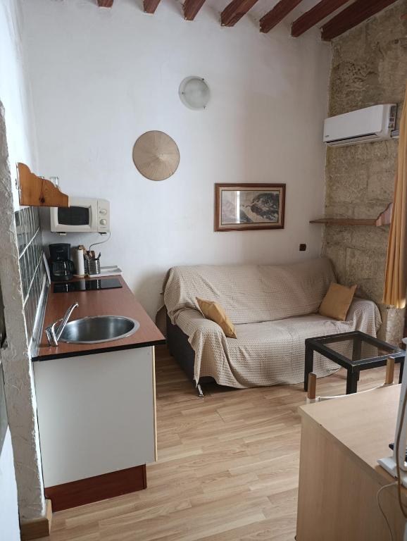 estudio muy centrico alicante , casco antiguo ,habitacion, salon comedor,pequeña cocina,baño ,balcon,air cond,