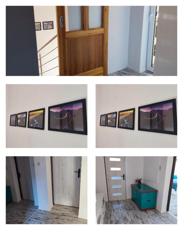 a series of four pictures of a room at Villa Ondruš in Vernár