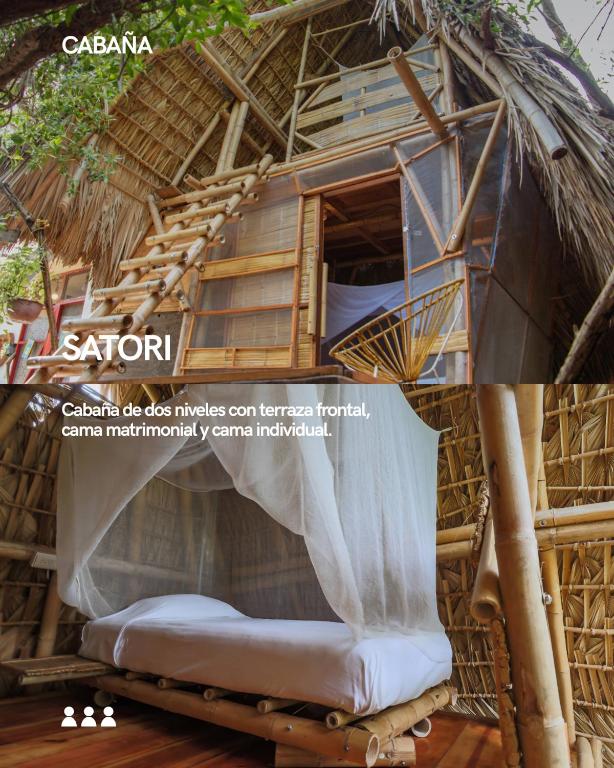 a large bamboo house with a hammock in it at Posada Corazon Mazunte - Natural Vibe Satori in Mazunte