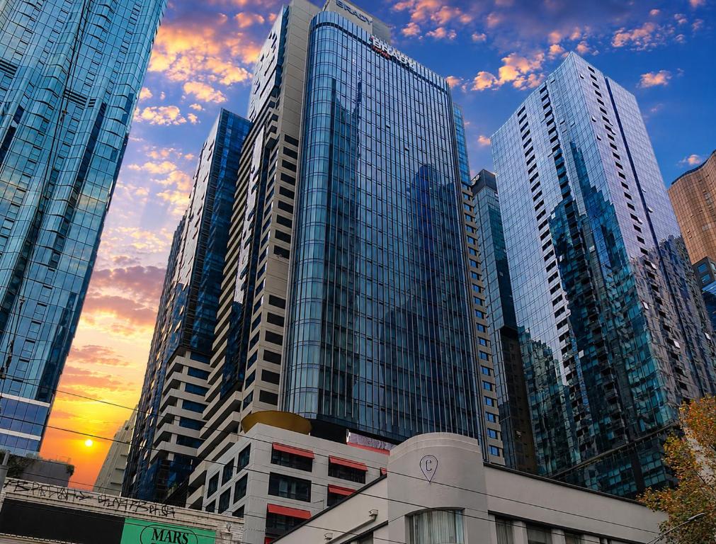 a group of tall buildings in a city at Brady Hotels Elizabeth Street in Melbourne