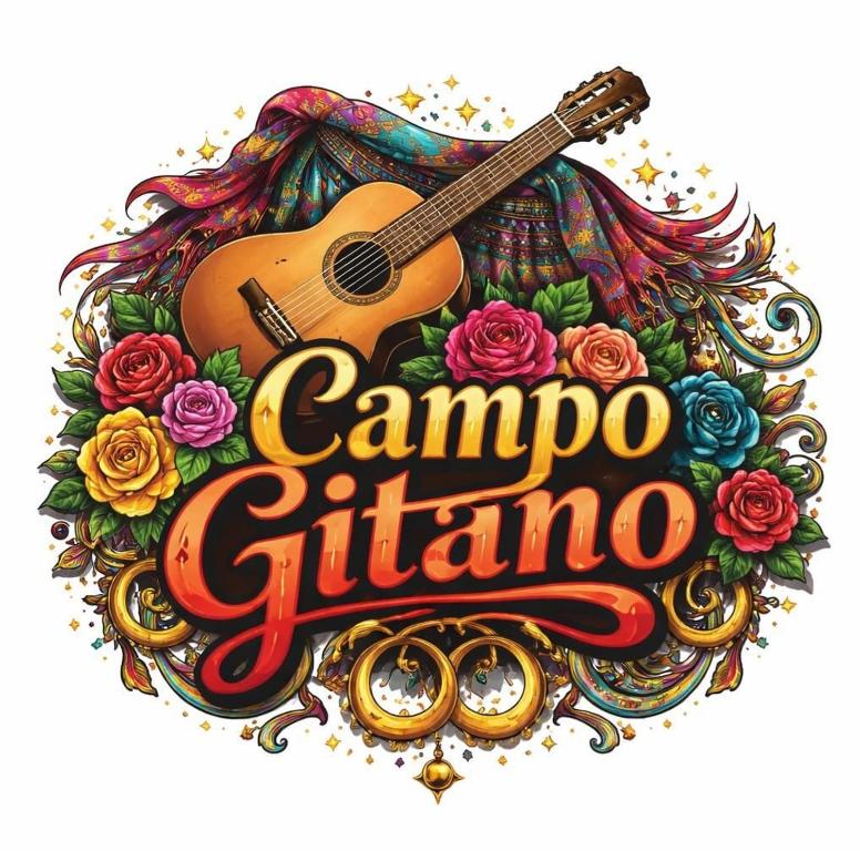 a sign that says campo gilmo with a guitar at Campo Gitano in Gaśno