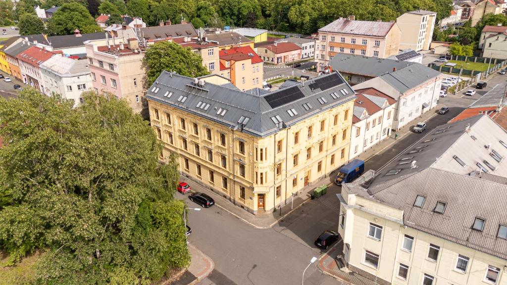 an overhead view of a building in a city at Apartmány Nerudova in Vítkovice