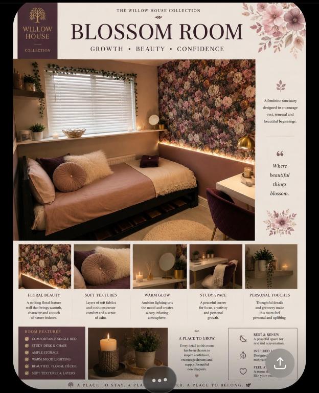 a collage of pictures of a bedroom with a bed at Honeydon in Eaton Socon