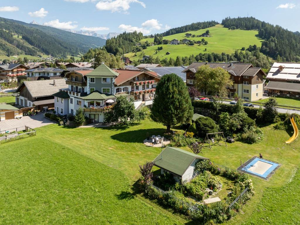 an aerial view of a house in a village at Hubengut Bed and Breakfast in Radstadt