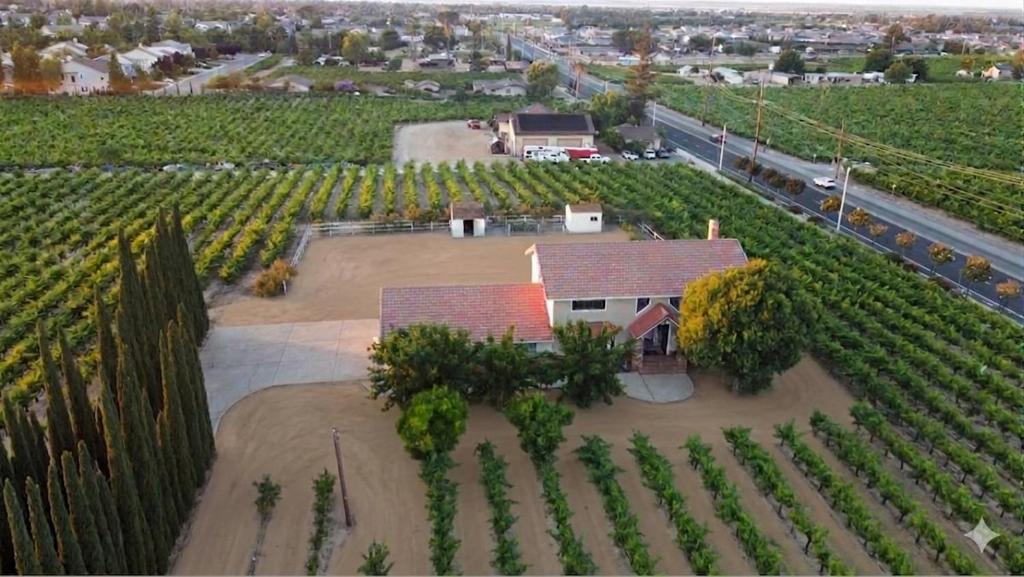 an aerial view of a house in a vineyard at Vintage Vineyard Estate in Oakley