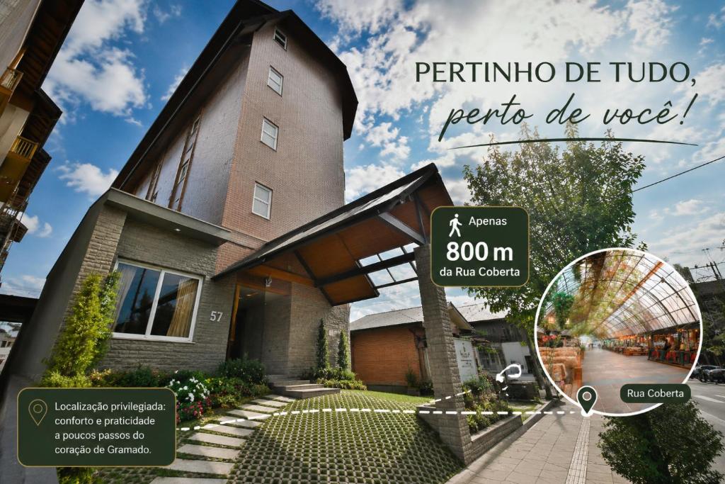 a house with a sign in front of it at Pousada Stillo Gramado Exclusive in Gramado