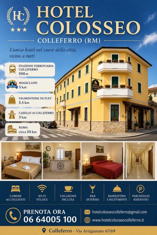 a poster for a hotel colosseo building at Hotel Colosseo Colleferro in Colleferro
