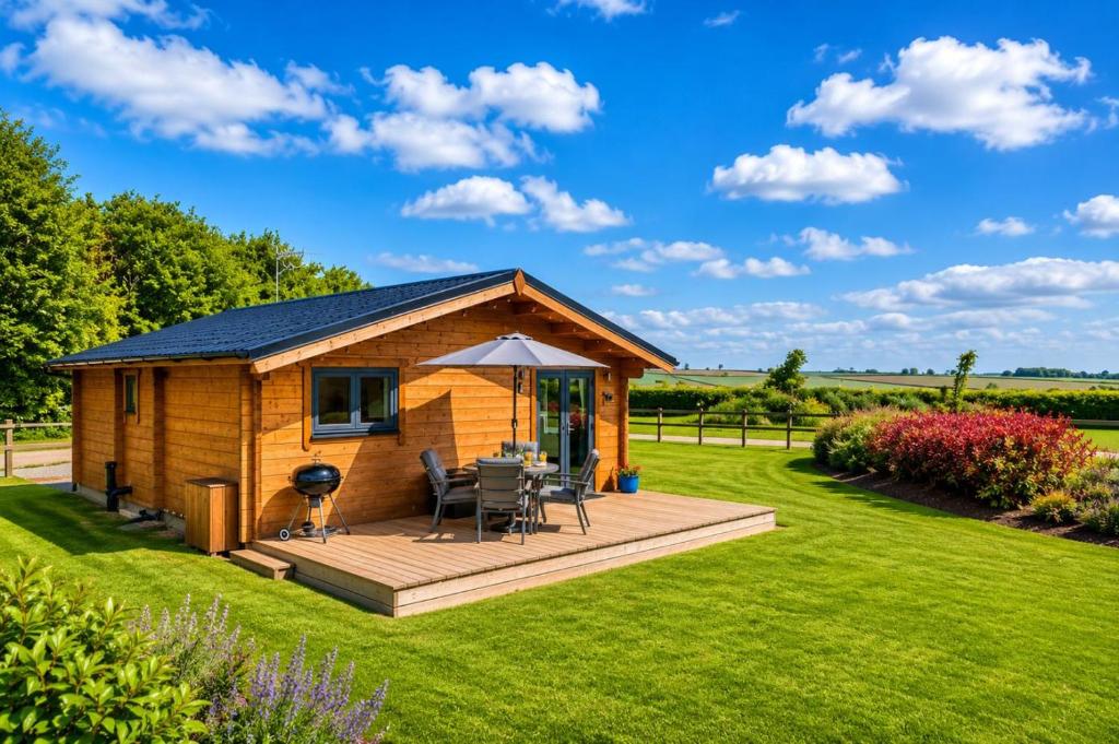 a tiny house with a deck in a yard at 2 Bed in Nafferton oc-o31954 in Nafferton