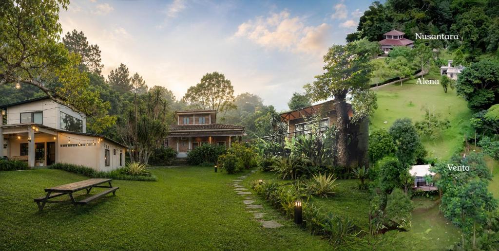 an image of a yard with a house at Lingga Garden House in Puncak