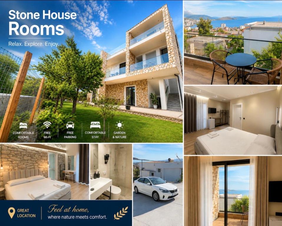 a collage of pictures of a home house rooms at SARANDA Vila HM in Sarandë