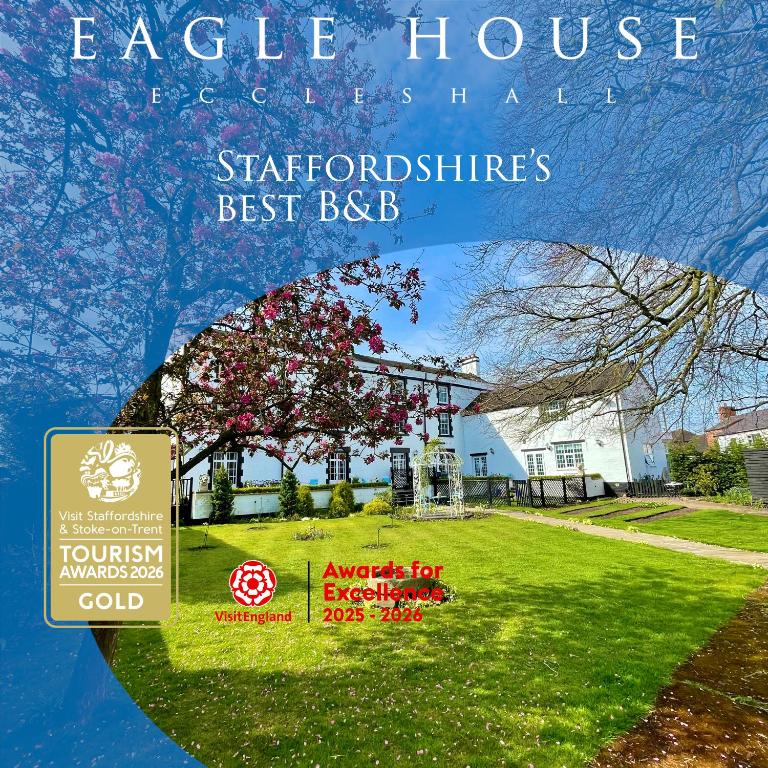 a book cover of a house with a tree and a sign at Eagle House - Award Winning B&B and Apartment in Eccleshall