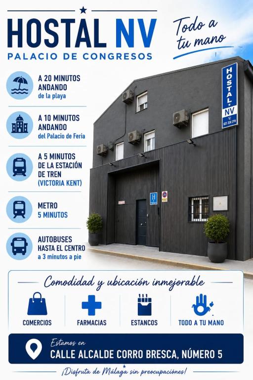 a poster for a hospital nv building at Hostal NV Palacio Congresos in Málaga