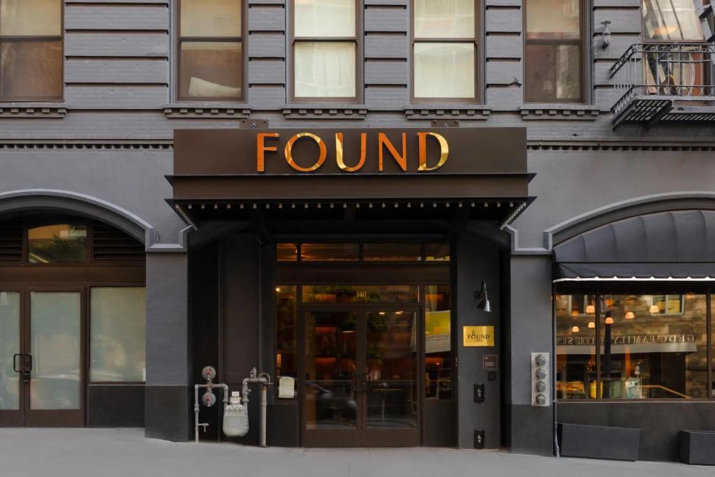 a front view of a found sign on a building at FOUND Hotel, San Francisco in San Francisco