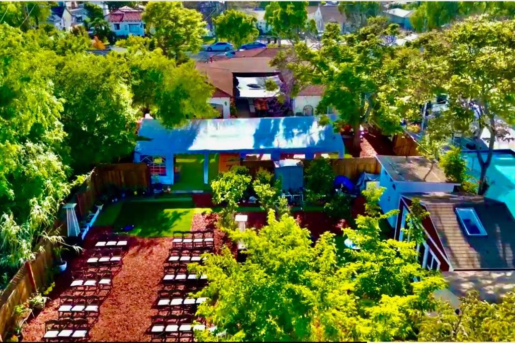 an aerial view of a yard with trees and a house at Casa Sur in Chula Vista
