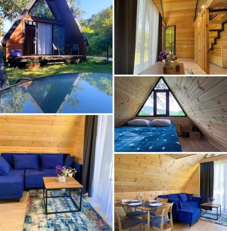 a collage of pictures of a tiny house at Villetta Sioni in Sioni