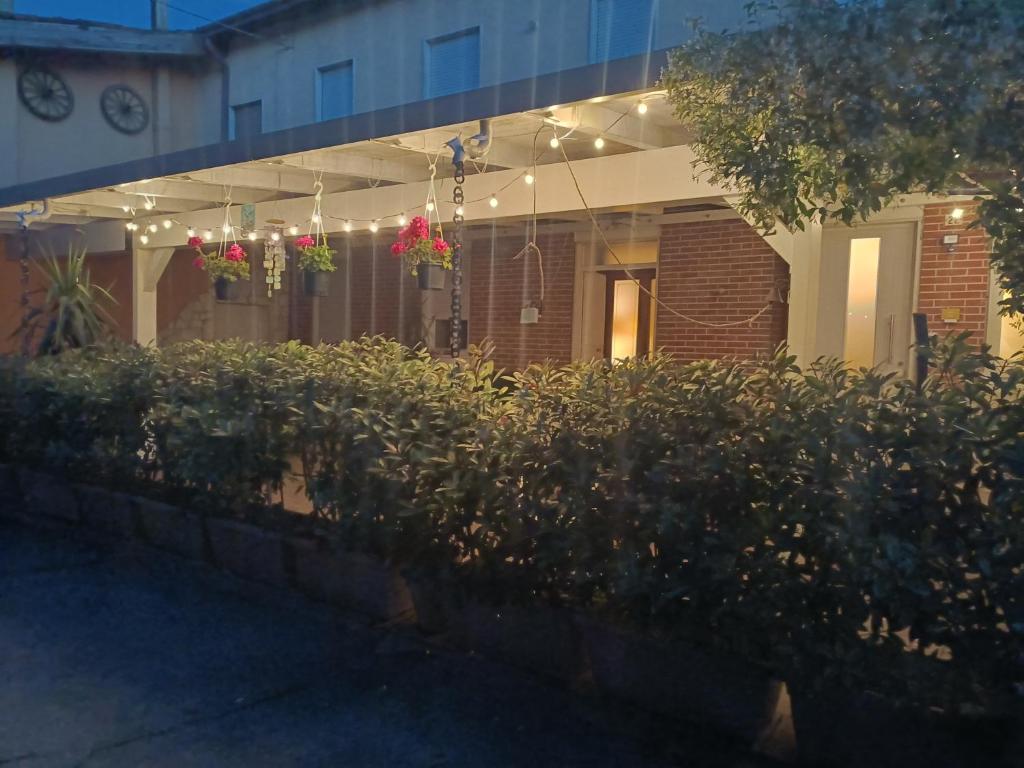 a house with christmas lights on the side of it at levIole in Belfiore
