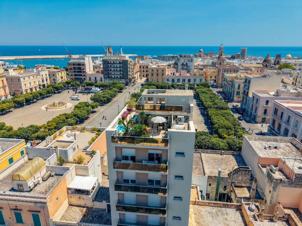 an aerial view of a city with buildings at Sky Garden - luxury suite in Monopoli