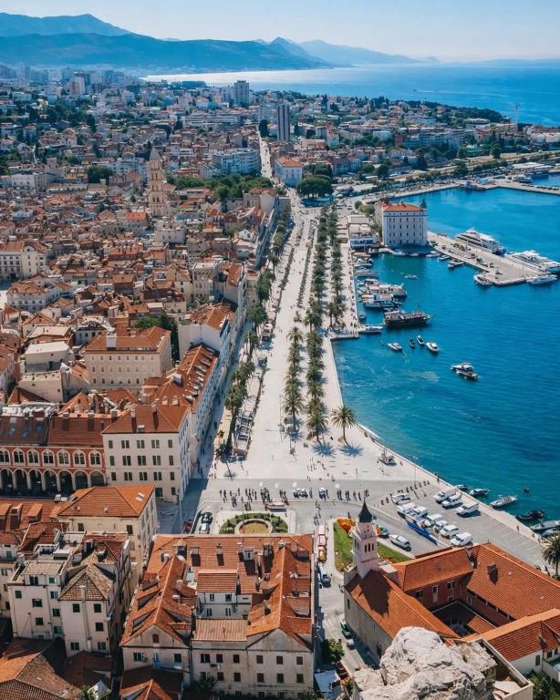an aerial view of the city of dubrovnik at Rooms delux muro in Split