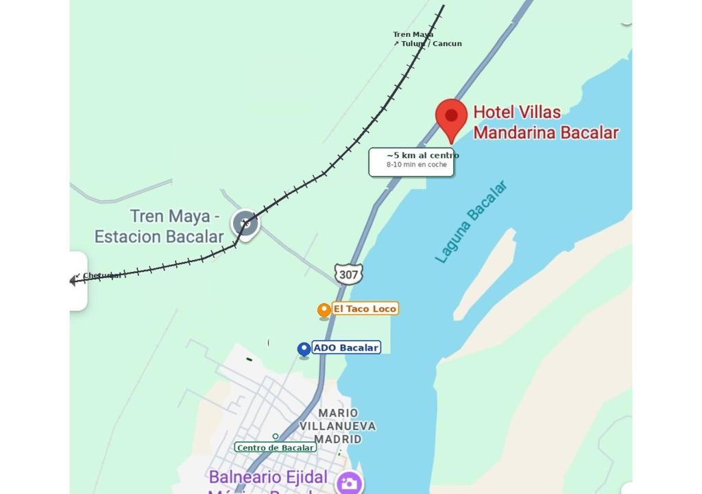 a map of the hotel waikiki waikato breaker at Villas Mandarina Bacalar in Bacalar