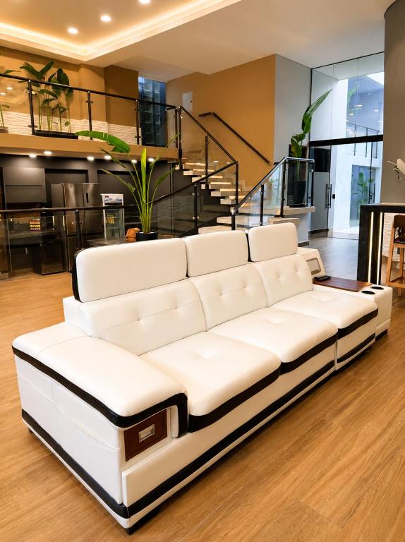 a white couch in the middle of a room at Reserva Itay in Luque