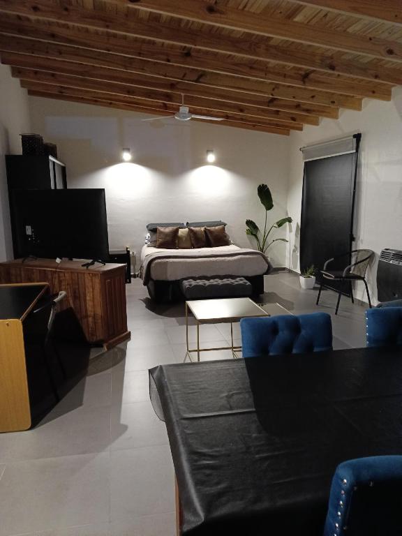 a bedroom with a bed and a couch and a table at Loft Moderno in Viedma