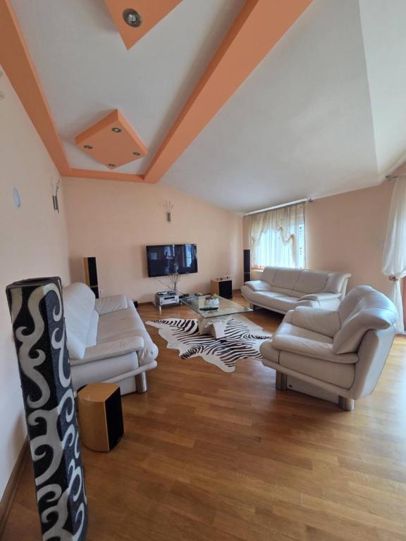 a living room with two couches and a tv at Apartment Emir in Mostar