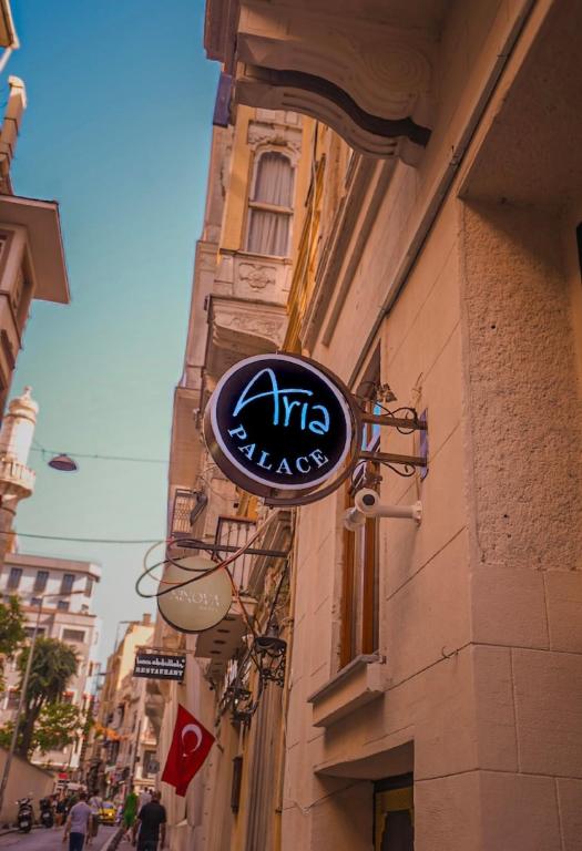a sign on the side of a building at Aria Palace Taksim & Spa in Istanbul