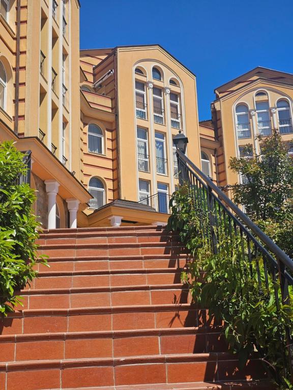a set of stairs in front of a building at Византия in Sozopol