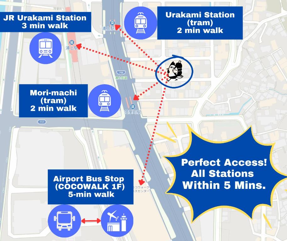 a map of the upgrade to the ukrainian highway at Mezame Hostel in Nagasaki