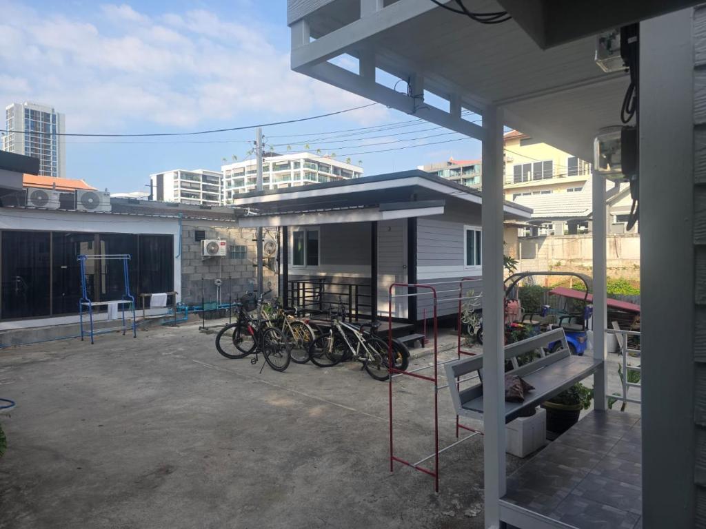 a group of bikes parked outside of a house at sabai resort in Pattaya South