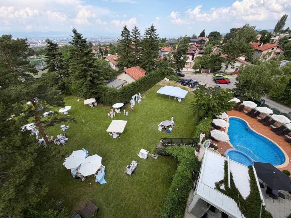 an aerial view of a resort with a swimming pool at Atlantic Hotel - Free Parking in Sofia