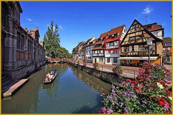 a group of people riding a boat down a river at New ! VUE PETITE VENISE-PLACE TO BE - PARKING in Colmar