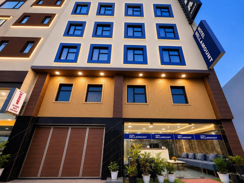 a rendering of the front of a hotel at Urben BellaMount Hotel - Free Airport and Aerocity Pick Up & Drop in New Delhi