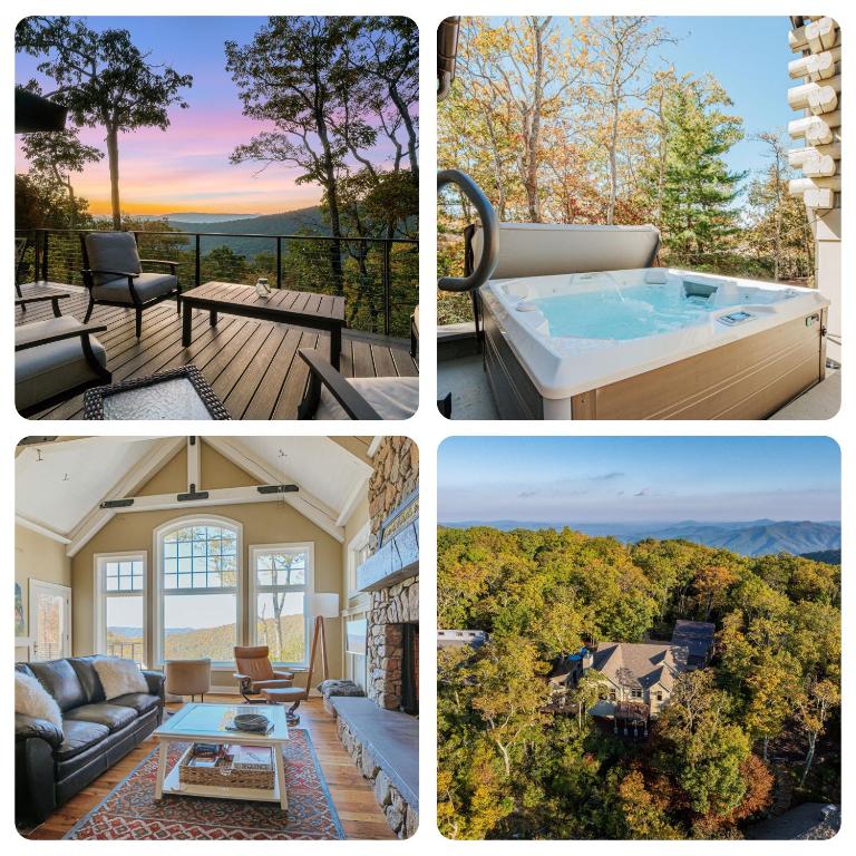 a collage of pictures of a house with a hot tub at Art & Soul Main House in Lyndhurst